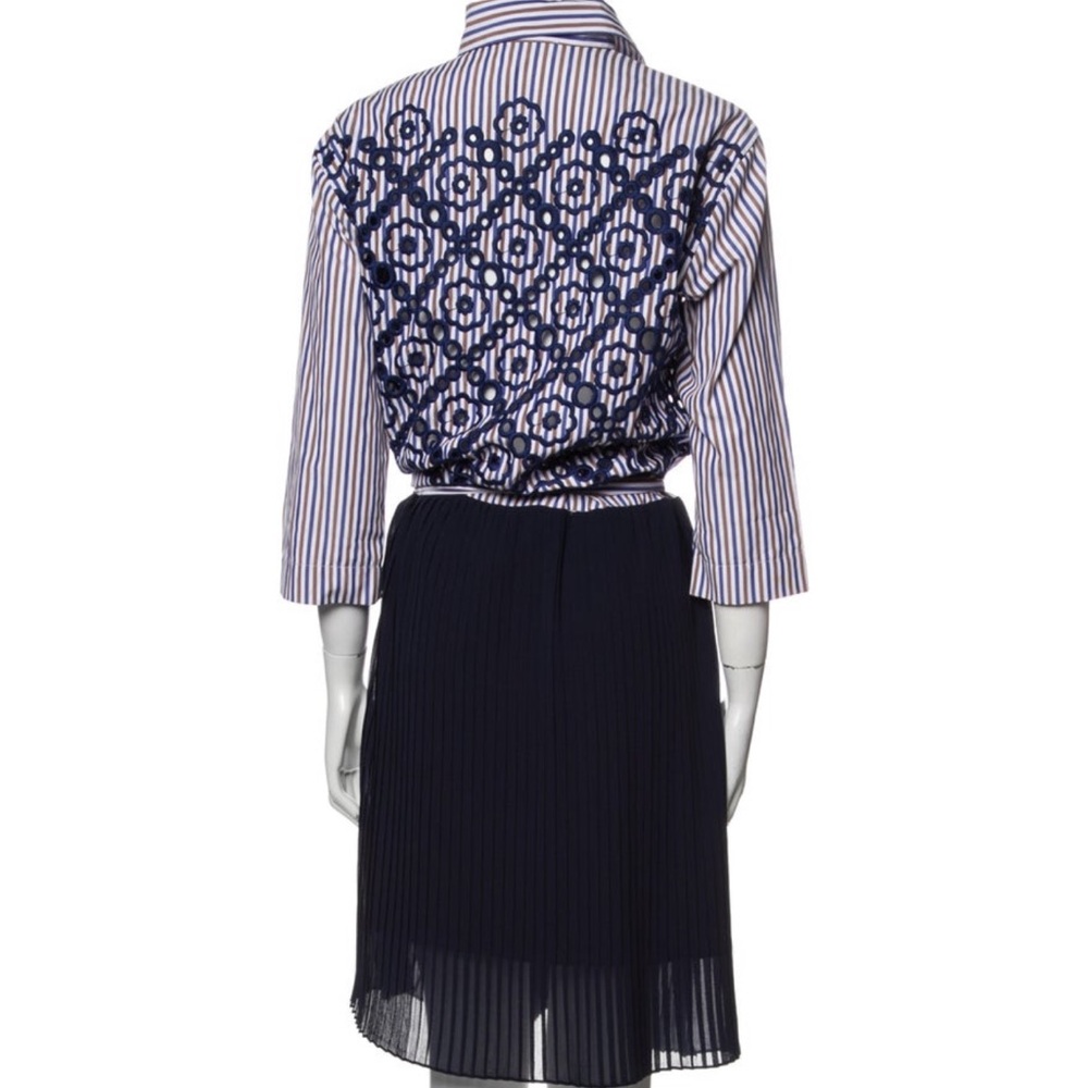 Sandro Blue and Brown Striped Dress